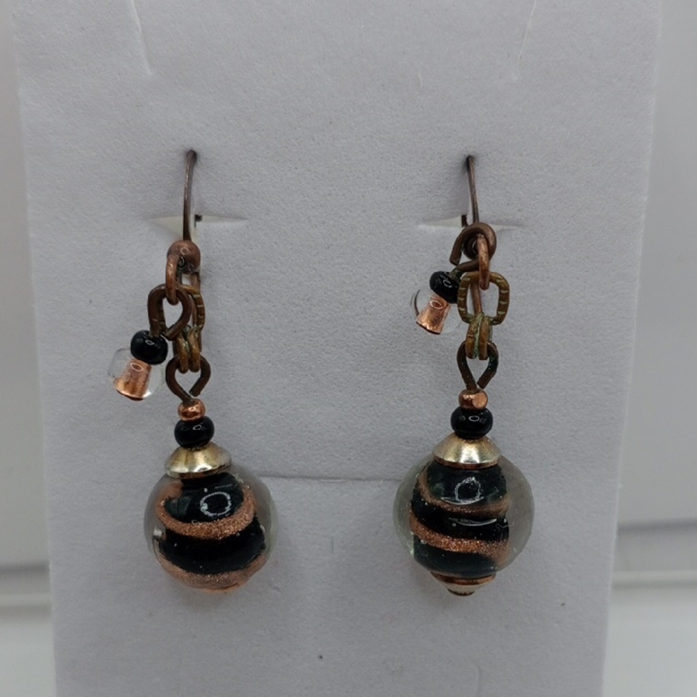 Murano Black and Brown Beaded Earrings
